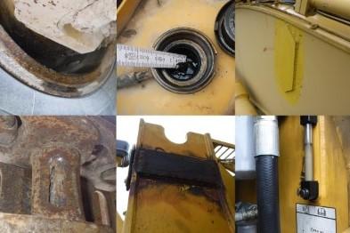 Diverses images de dommages lors de l'inspection de machines de chantier